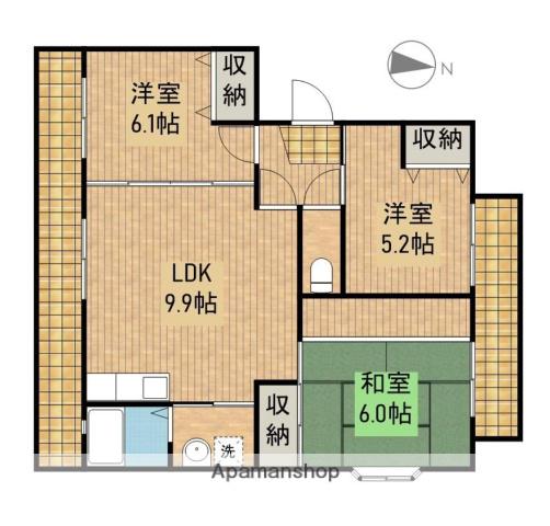 ヴィラ・ウインディア(3DK/1階)の間取り写真