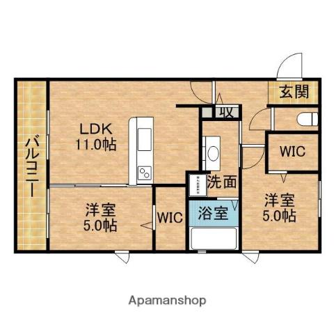 リヴェール(2LDK/1階)の間取り写真