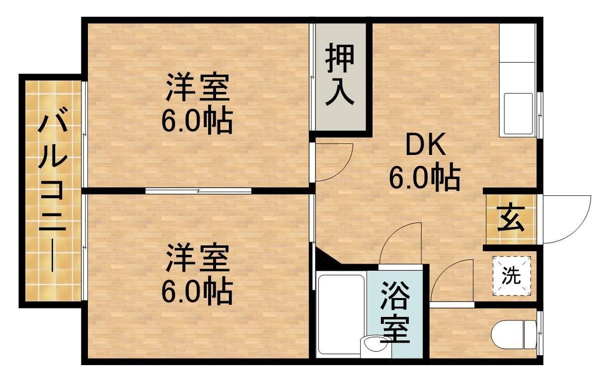 メゾン青葉台Ⅰ(2DK/2階)の間取り写真
