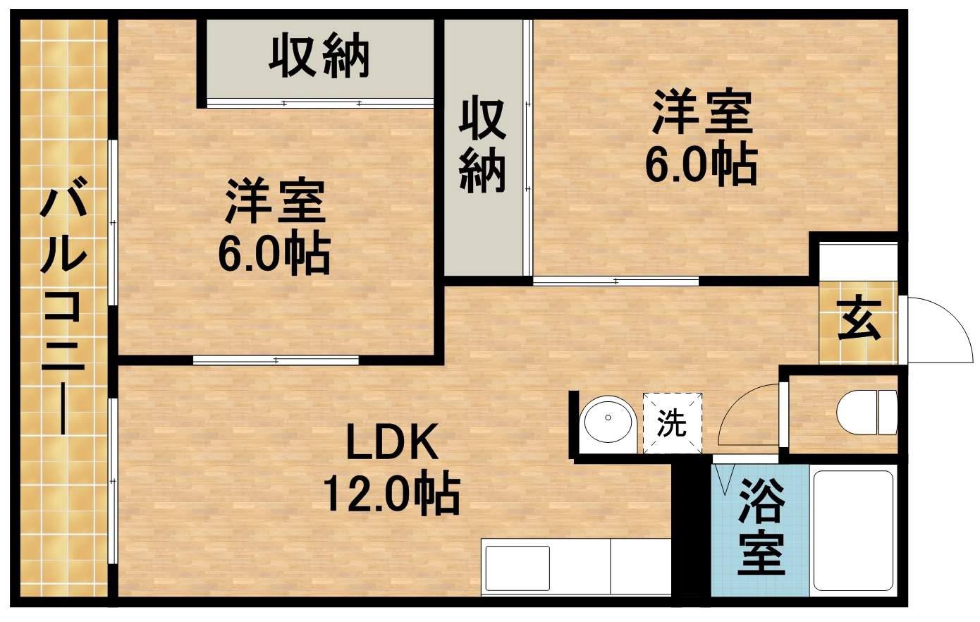 LAKE GARDA(2LDK/1階)の間取り写真