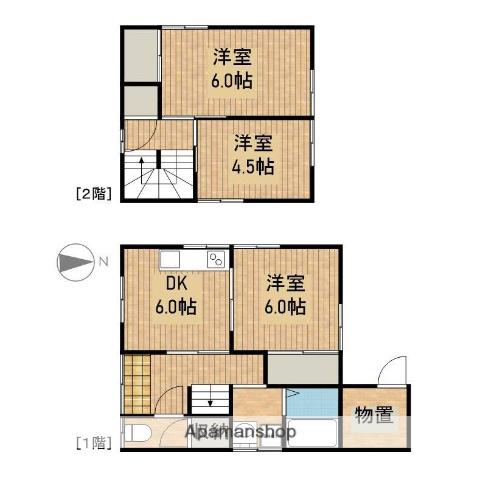 東海道・山陽新幹線 掛川駅 バス乗車時間：29分 南大坂バス停で下車 徒歩4分 2階建 築38年(3DK)の間取り写真