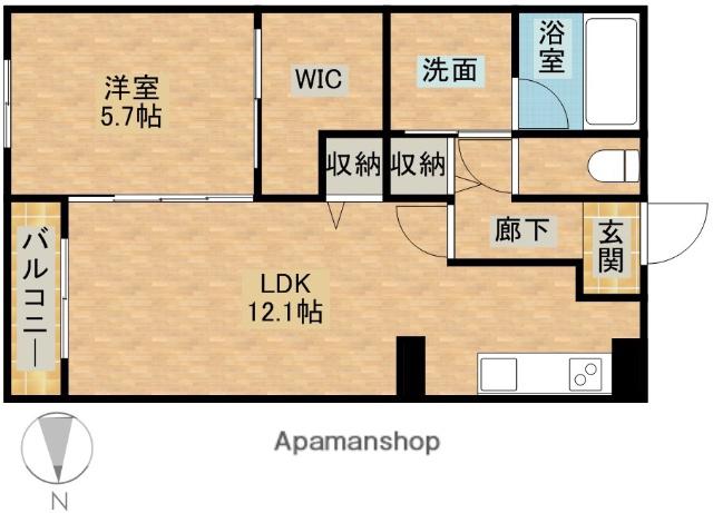 BELL TREE初生(1LDK/2階)の間取り写真