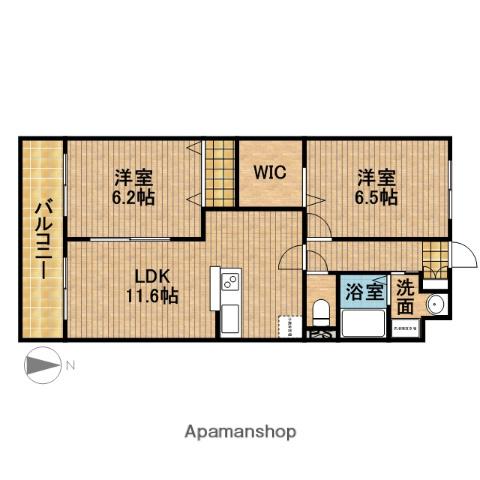 リーフ萩丘(2LDK/1階)の間取り写真