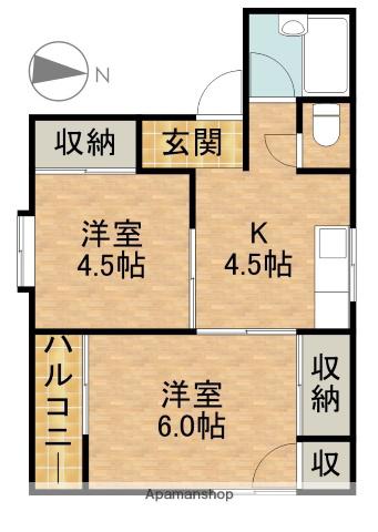 大島ハイツ(2K/1階)の間取り写真