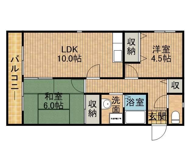 レトアⅠ(2LDK/2階)の間取り写真