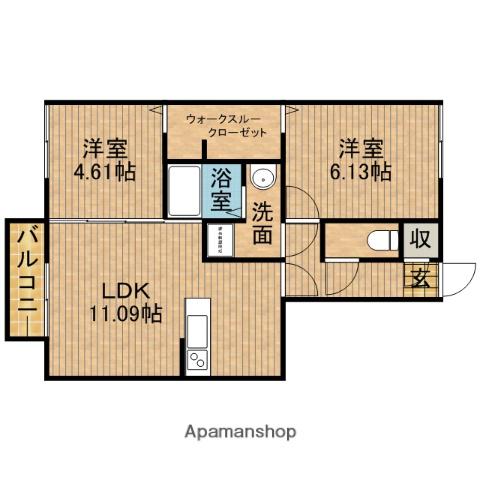 プレジール B(2LDK/1階)の間取り写真