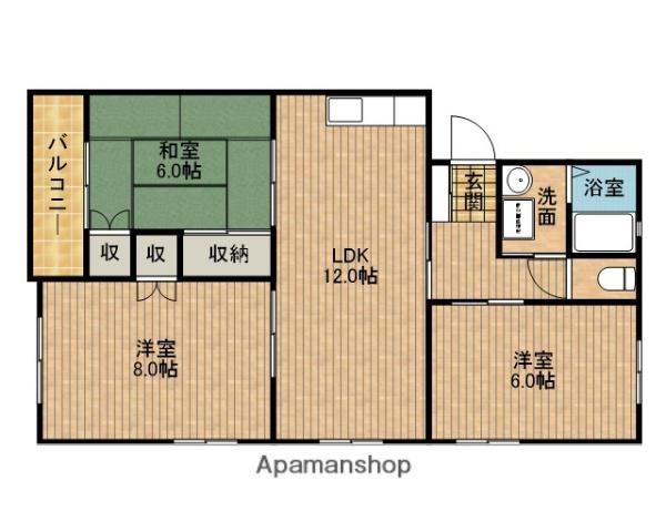 グランパル21 A(3LDK/2階)の間取り写真