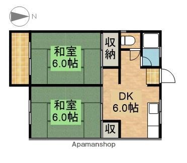 高柳ハイツB(2DK/2階)の間取り写真