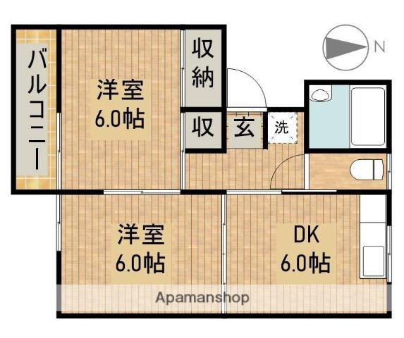 コーポ神谷Ⅱ(2DK/2階)の間取り写真