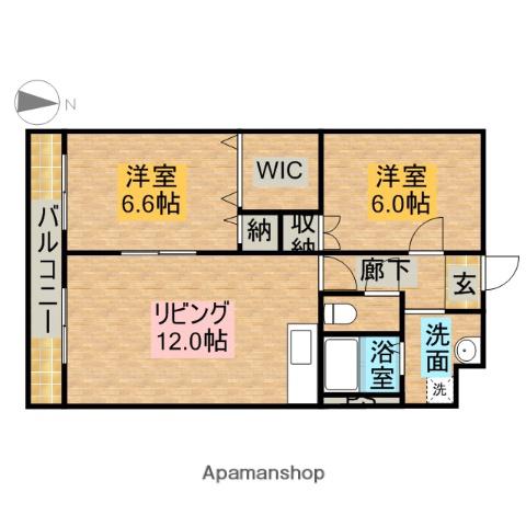 DIMPLE広沢(2LDK/1階)の間取り写真
