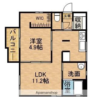 ウエスト佐藤B(1LDK/2階)の間取り写真