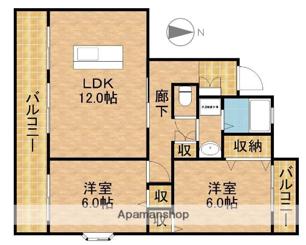 グランドハイツⅡ(2LDK/1階)の間取り写真