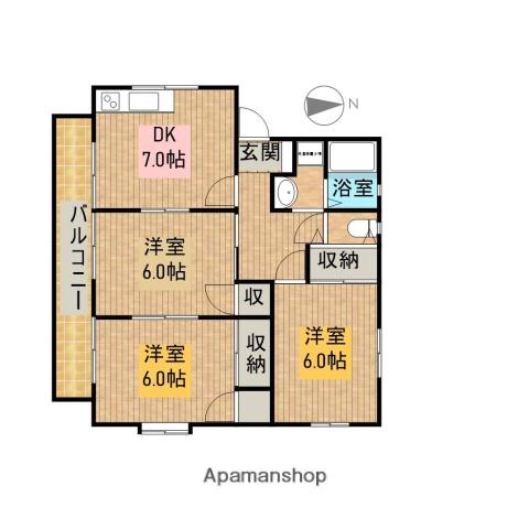 ラ・ファミーユ 2(3DK/2階)の間取り写真