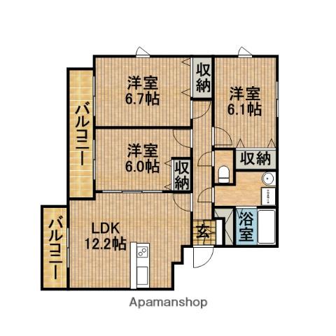 レジデンスドゥセリジェ(3LDK/2階)の間取り写真