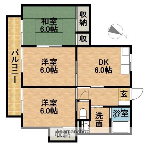 レジデンス高田Ⅰ(3DK/1階)の間取り写真