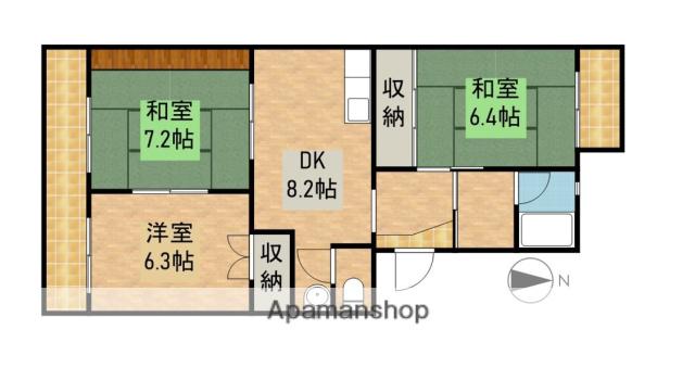 キャッスルSS(3DK/1階)の間取り写真