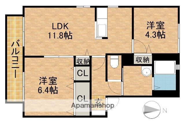 カサベルデ野崎B(2LDK/2階)の間取り写真