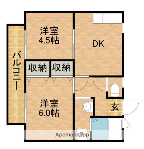 メゾンドパラディB(2DK/2階)の間取り写真