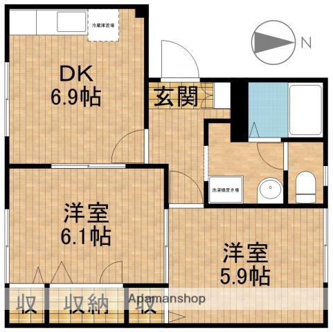 ライフコーポむらかみ(2DK/1階)の間取り写真