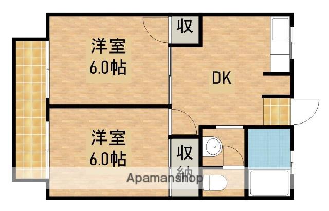 ソレイユ A(2DK/1階)の間取り写真