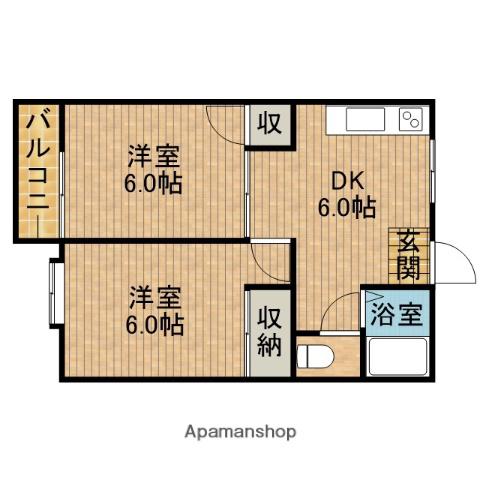 レピュート山崎(2DK/2階)の間取り写真