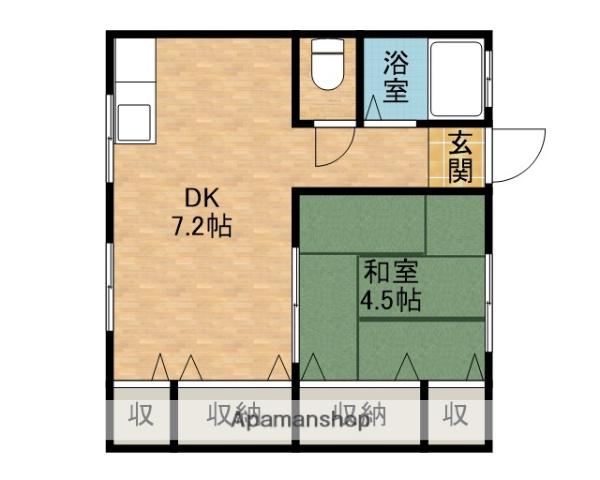 高砂荘(1DK/1階)の間取り写真