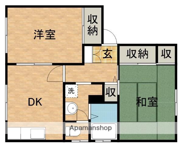 ひかりD(2DK/1階)の間取り写真