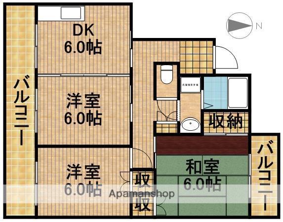 コートビレッジ山手 B(2LDK/3階)の間取り写真