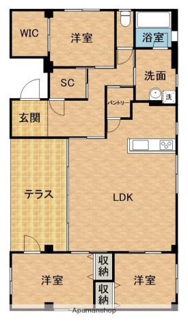 山手の棲み家(3LDK/3階)の間取り写真