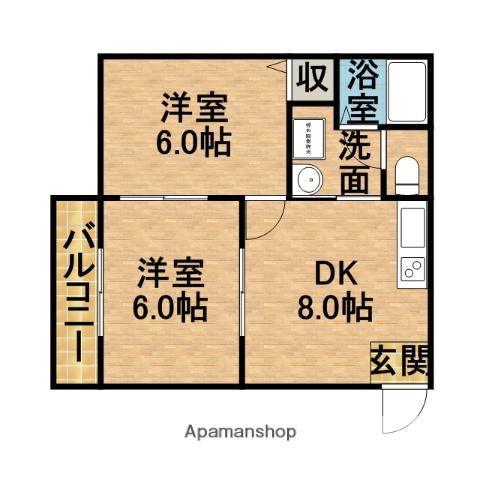 TIARA(2DK/2階)の間取り写真