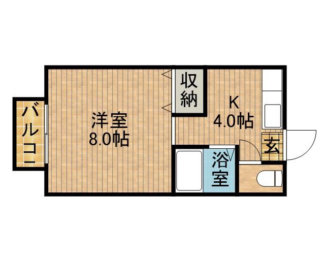 リバーサイドB(ワンルーム/2階)の間取り写真