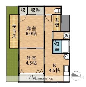 東海道本線 浜松駅 バス乗車時間：12分 西伊場バス停で下車 徒歩3分 1階建 築42年(2K)の間取り写真