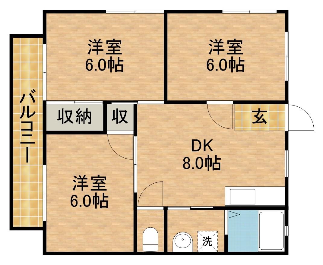 エクセランD(3DK/1階)の間取り写真