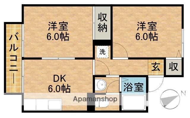 セジュールフェスタ A(2DK/2階)の間取り写真