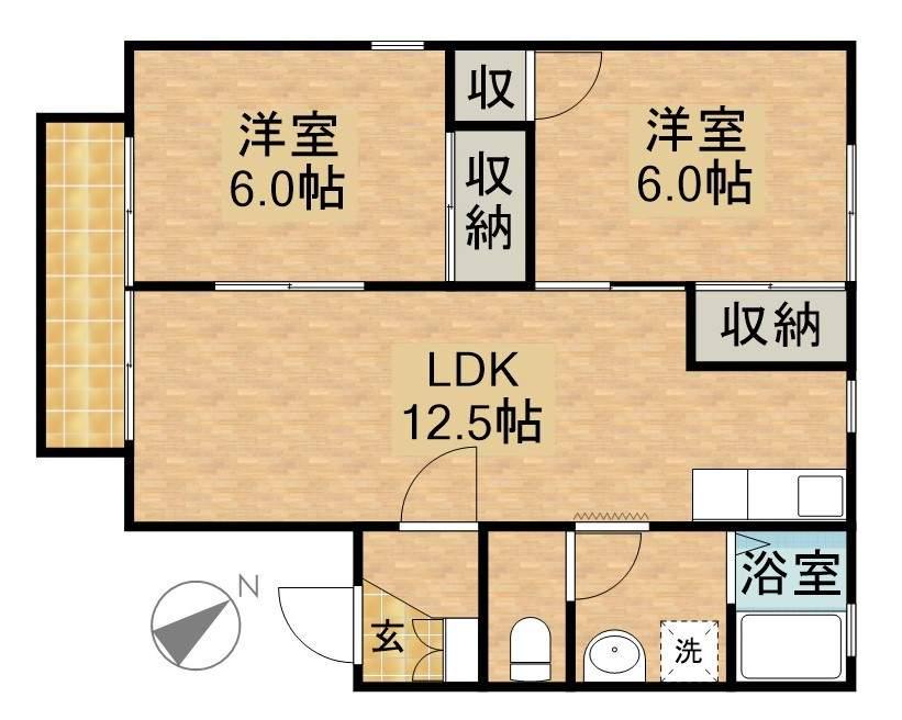 ソ・レーユB(2LDK/2階)の間取り写真