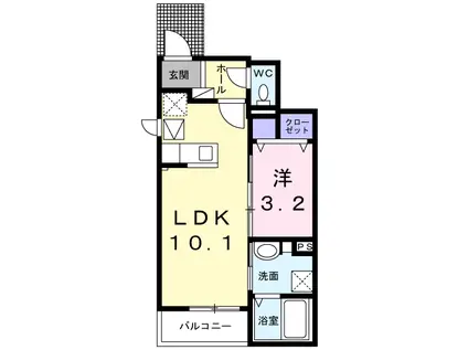 はるにとぶ(1LDK/1階)の間取り写真