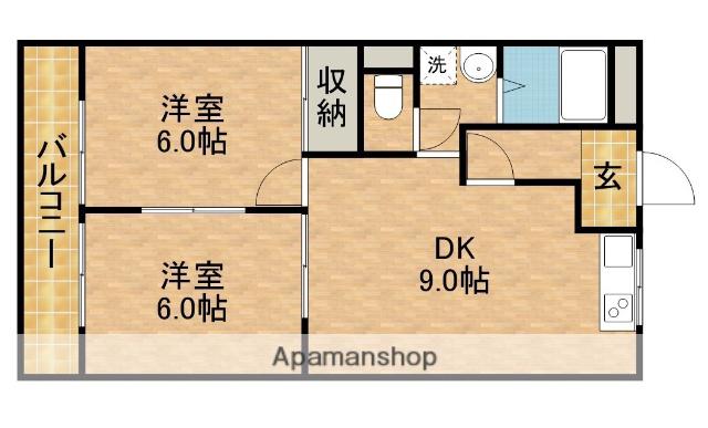 ハイツハカマタⅡ(2DK/2階)の間取り写真