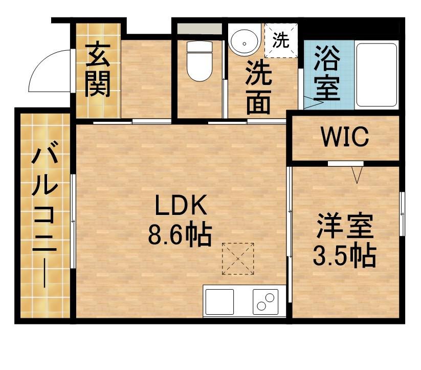 ベルメゾン(1LDK/1階)の間取り写真