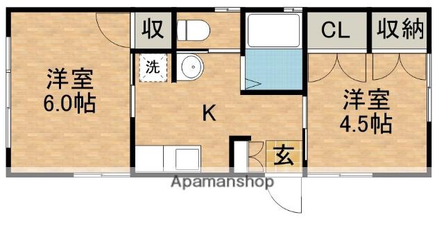 水上荘(2K/1階)の間取り写真