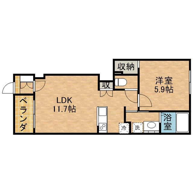 カンフォーラ(1LDK/1階)の間取り写真