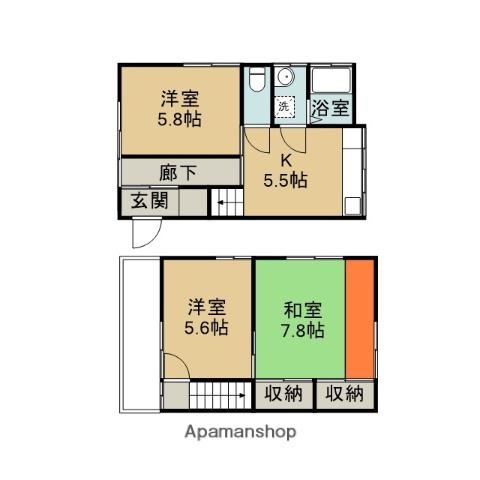 東海道・山陽新幹線 掛川駅 バス乗車時間：16分 井崎バス停で下車 徒歩23分 2階建 築52年(3K)の間取り写真