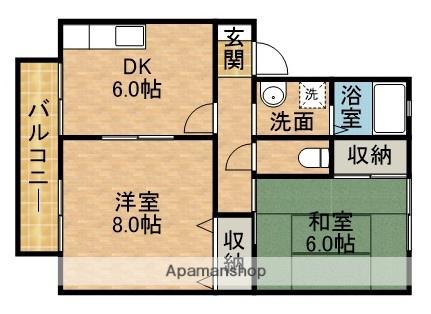 ヴィラ・サザンクロスD(2DK/2階)の間取り写真