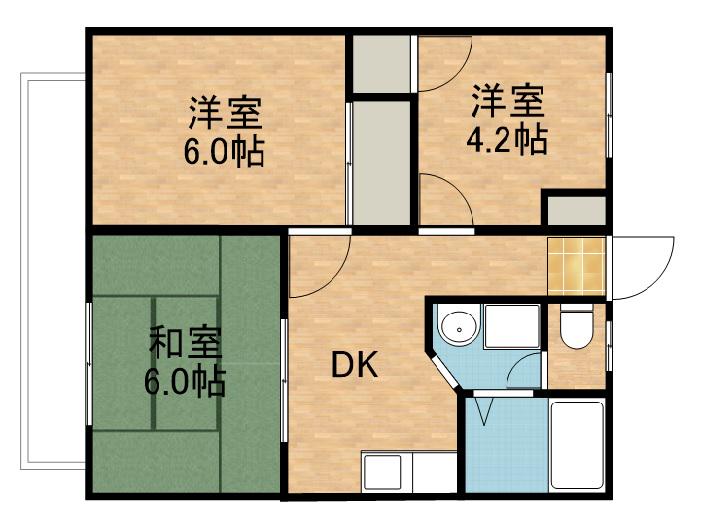 ハイツ待夢C(3DK/2階)の間取り写真