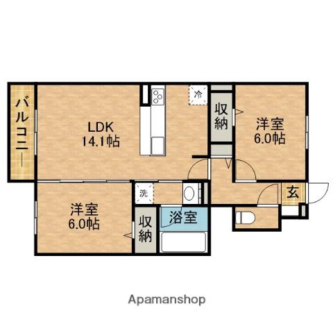 D CREST 高柳(2LDK/1階)の間取り写真