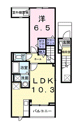 ヒカルサ見付サウスⅠ(1LDK/2階)の間取り写真