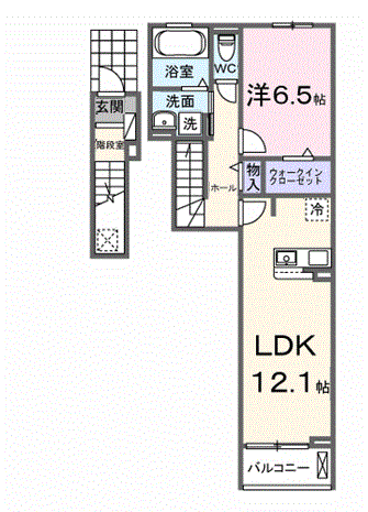 アルバ 涼(1LDK/2階)の間取り写真