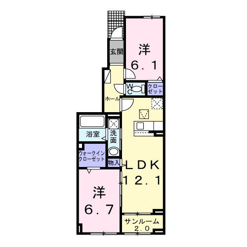 アルバ 涼(2LDK/1階)の間取り写真