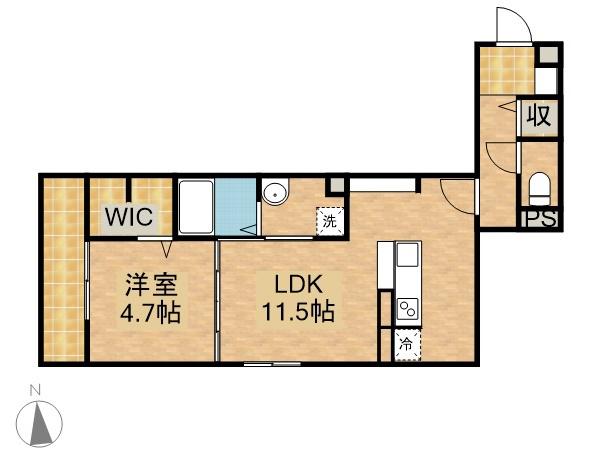 ニューヴィレッジⅡ(1LDK/2階)の間取り写真