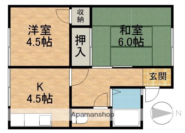 第2 保六坂ハイツ(2K/2階)の間取り写真