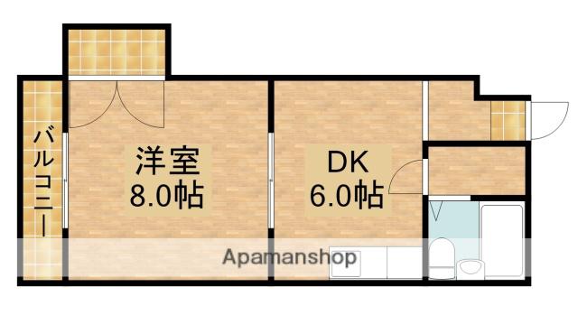 舘山寺サウスコーポ(1DK/1階)の間取り写真